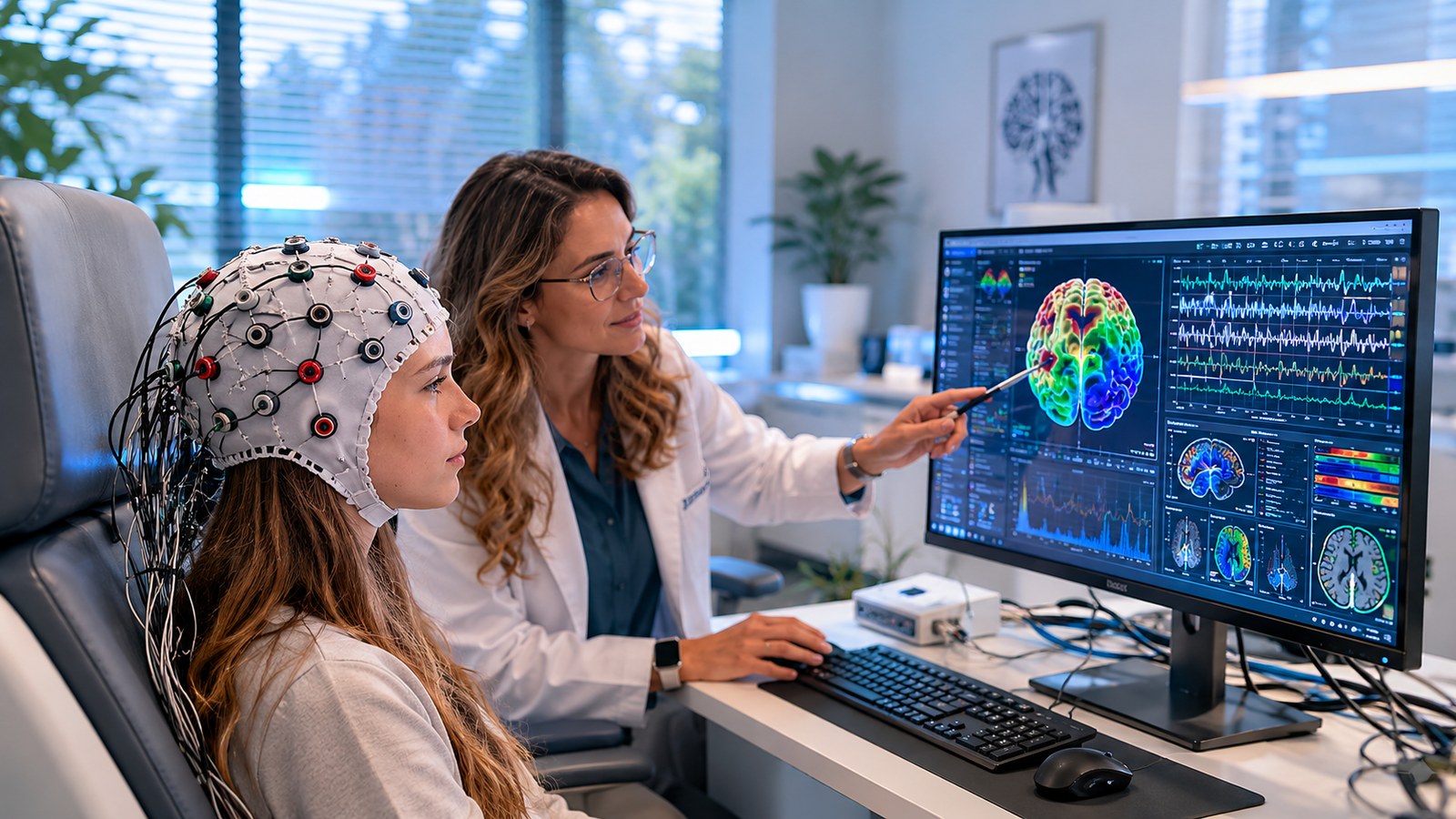 qEEG brain mapping assessment setup